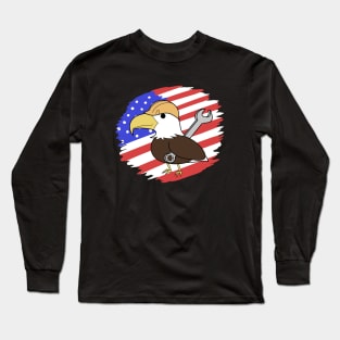 US Flag Labor Day Cute Bald Eagle Long Sleeve T-Shirt